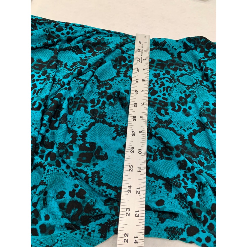 Lane Bryant Teal Snakeskin Cutout Ruched Front Long Sleeve Top Plus Size 14/16 - Picture 6 of 7